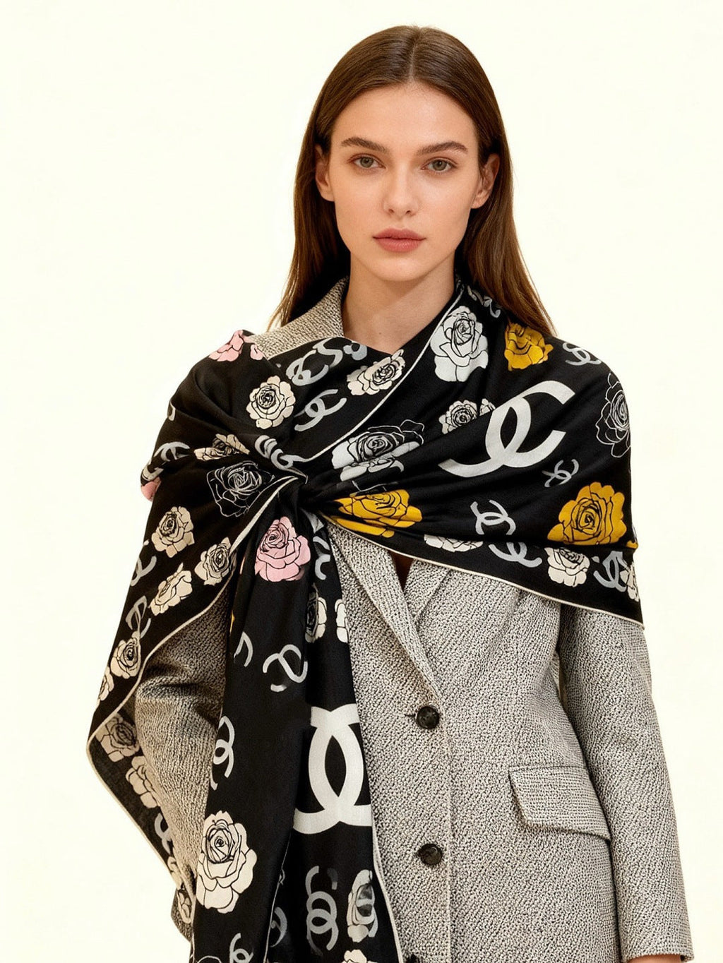 CHANEL 25S SCARF 140 CM IN CASHMERE AND SILK 943336