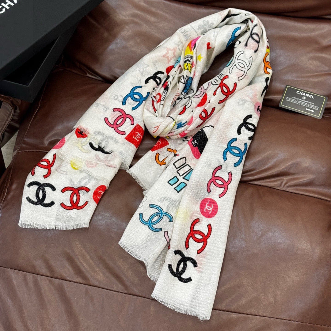 CHANEL 25S SCARF 200 IN LINEN 991722