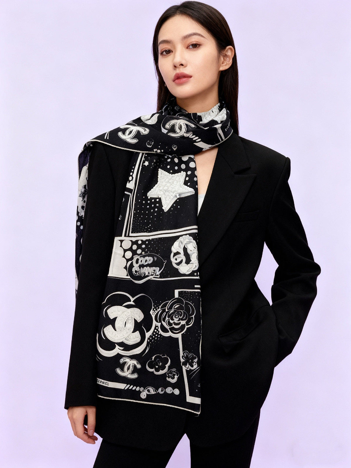 CHANEL 25S SCARF 140 CM IN CASHMERE SILK 941831