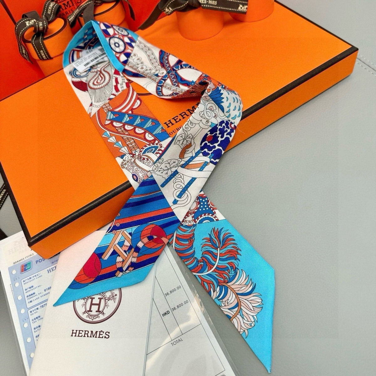 HERMES HERMES 25S SILK NECKERCHIEF 86 IN SILK 714348