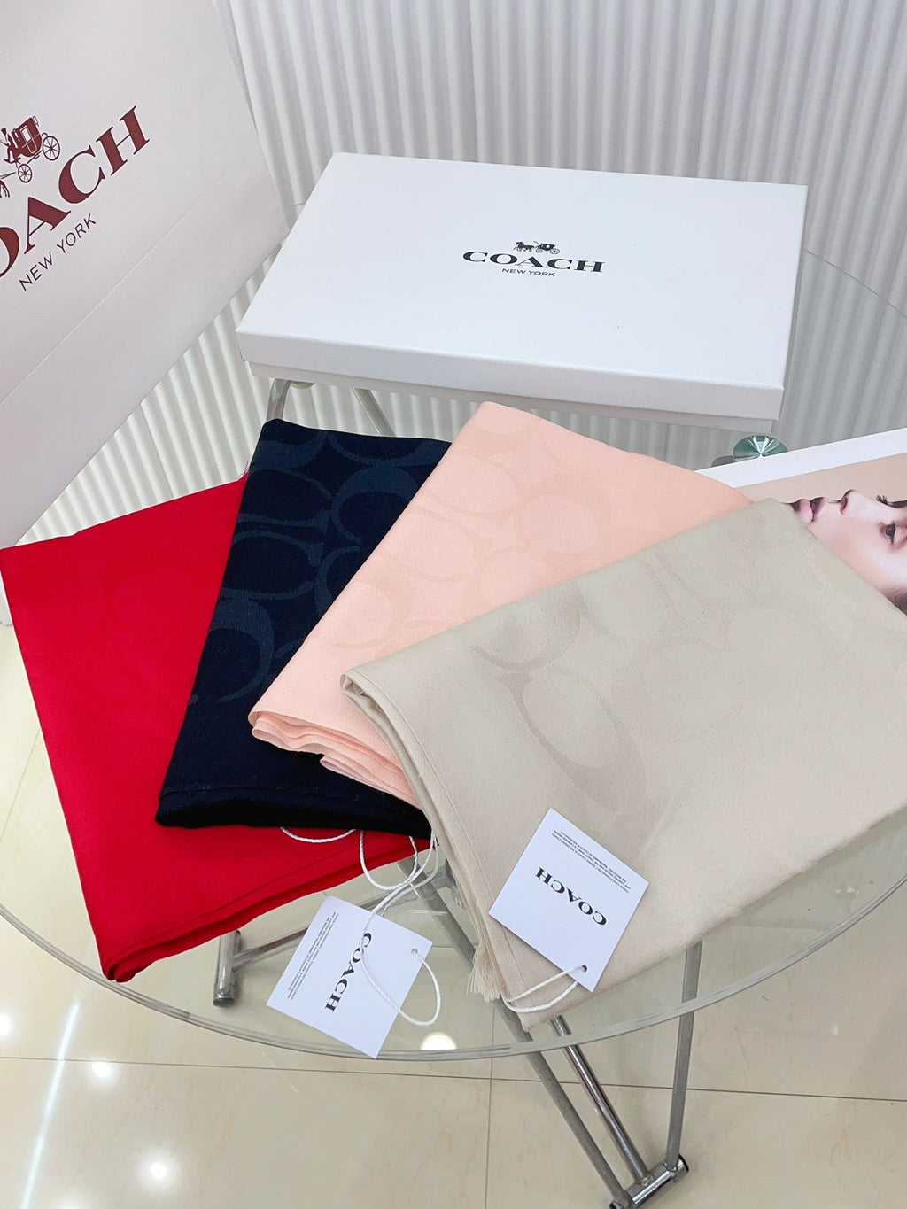 COACH SCARF 180 CM IN PECHY PINK CASHMERE 332876