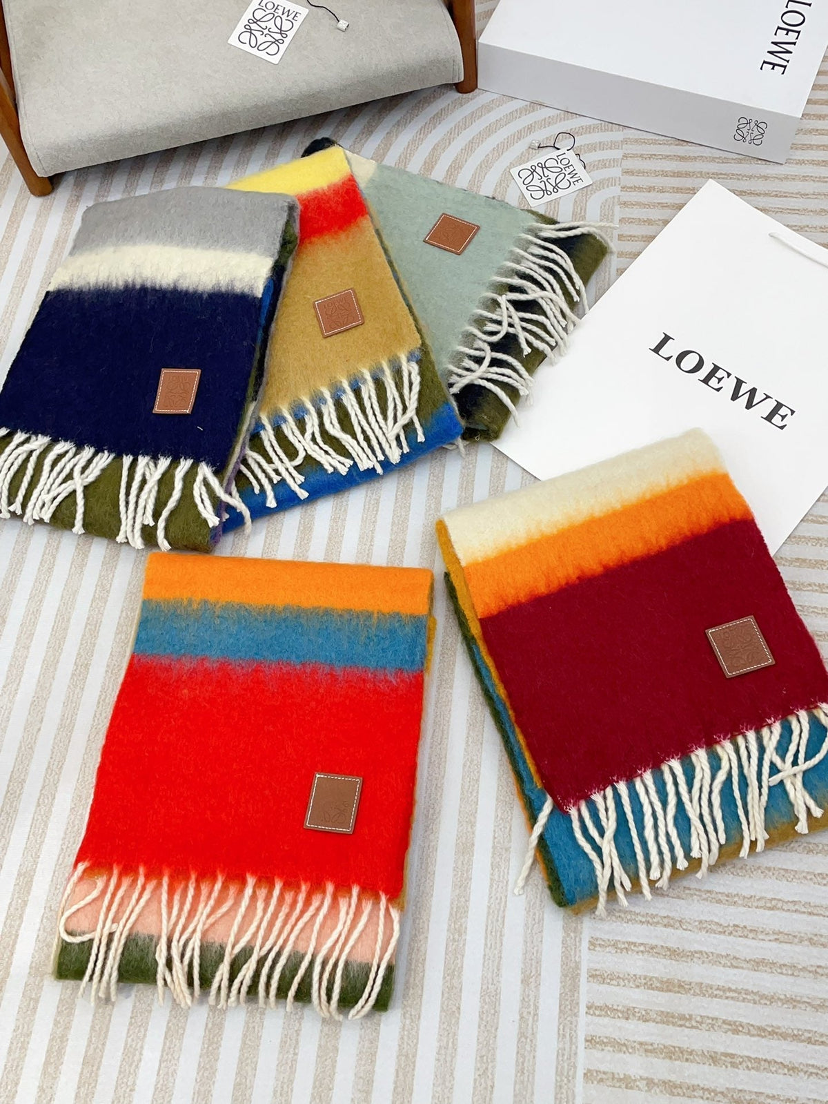 LOEWE SCARF 185 CM IN COLORFUL GRADIENT WOOL AND MOHAIR 396253