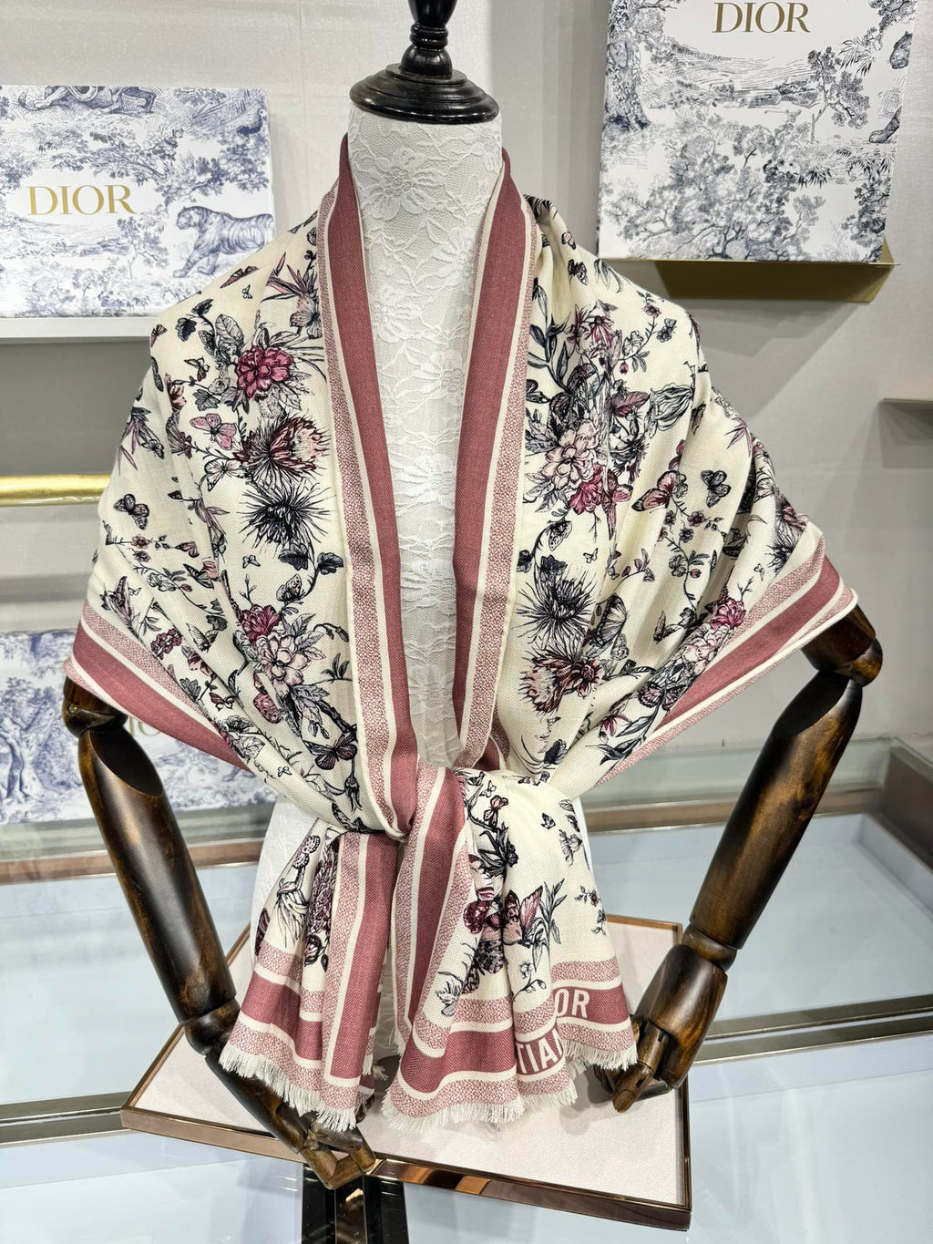 DIOR SCARF 180 CM IN COLORFUL CASHMERE AND SILK 408421
