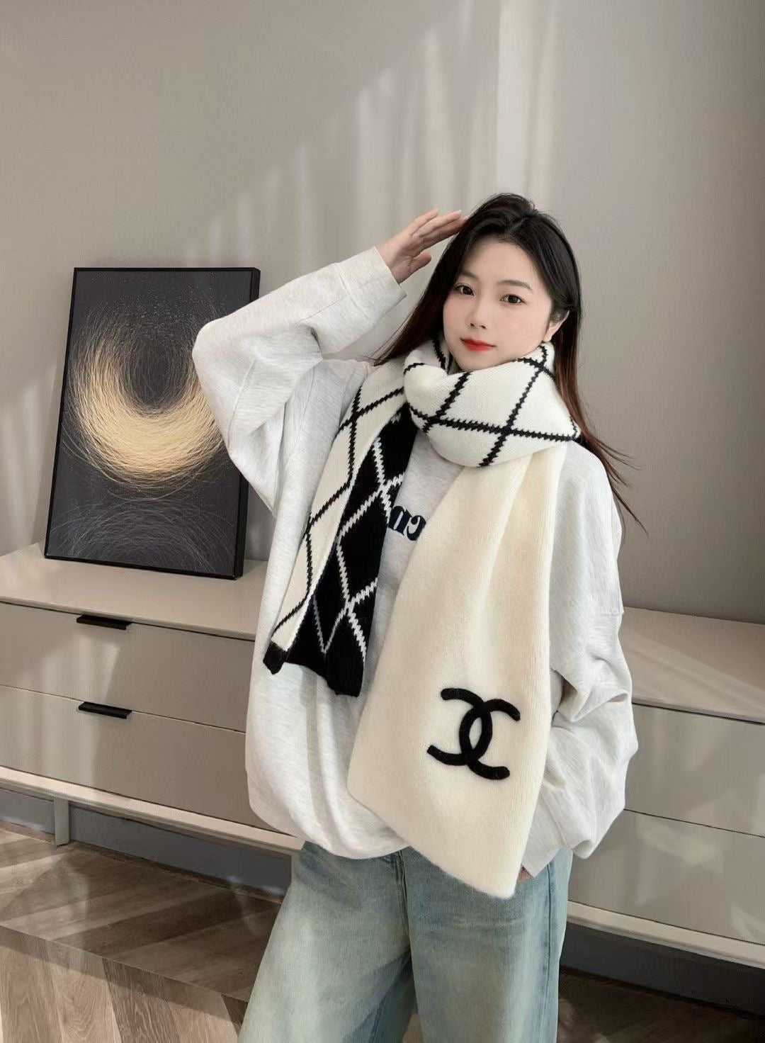 CHANEL 25S SCARF 180 CM IN WOOL CASHMERE 943032
