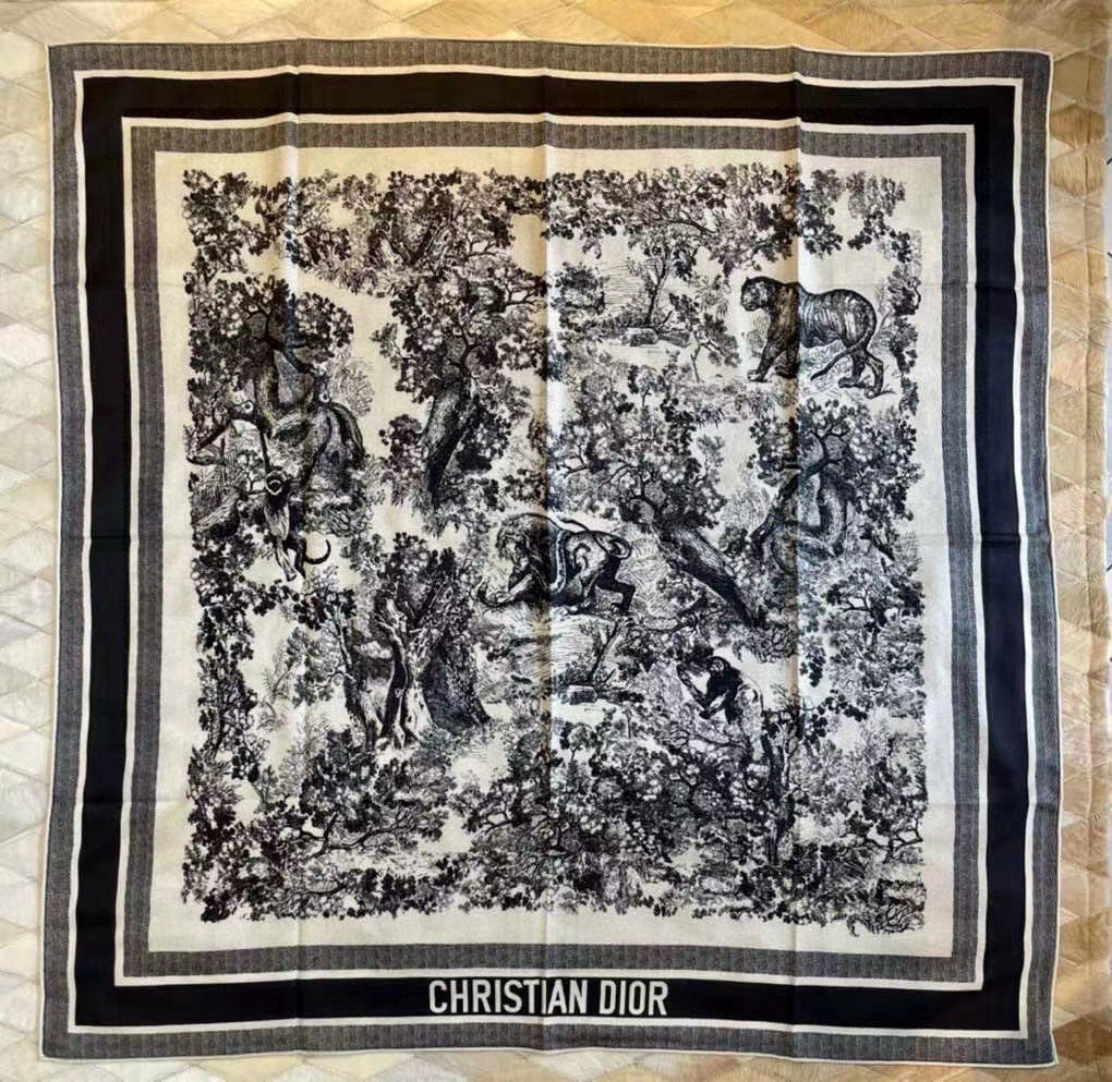 DIOR SCARF 110 CM IN COTTON-SILK FABRIC 730606
