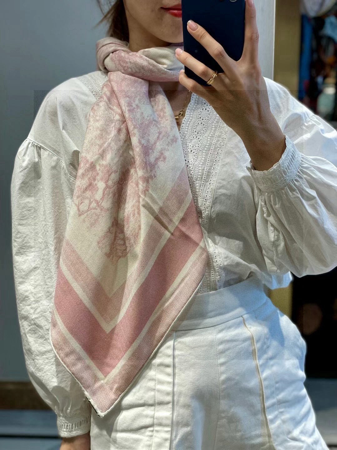 DIOR SCARF 110 CM IN COTTON-SILK FABRIC 730607