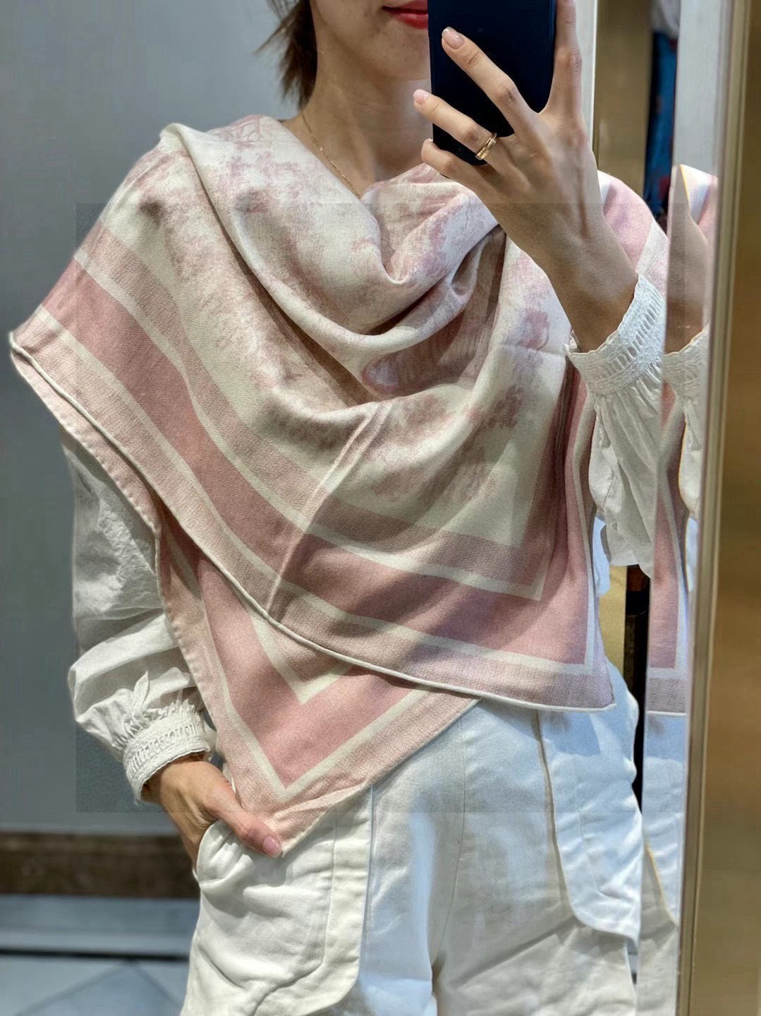 DIOR SCARF 110 CM IN COTTON-SILK FABRIC 730607