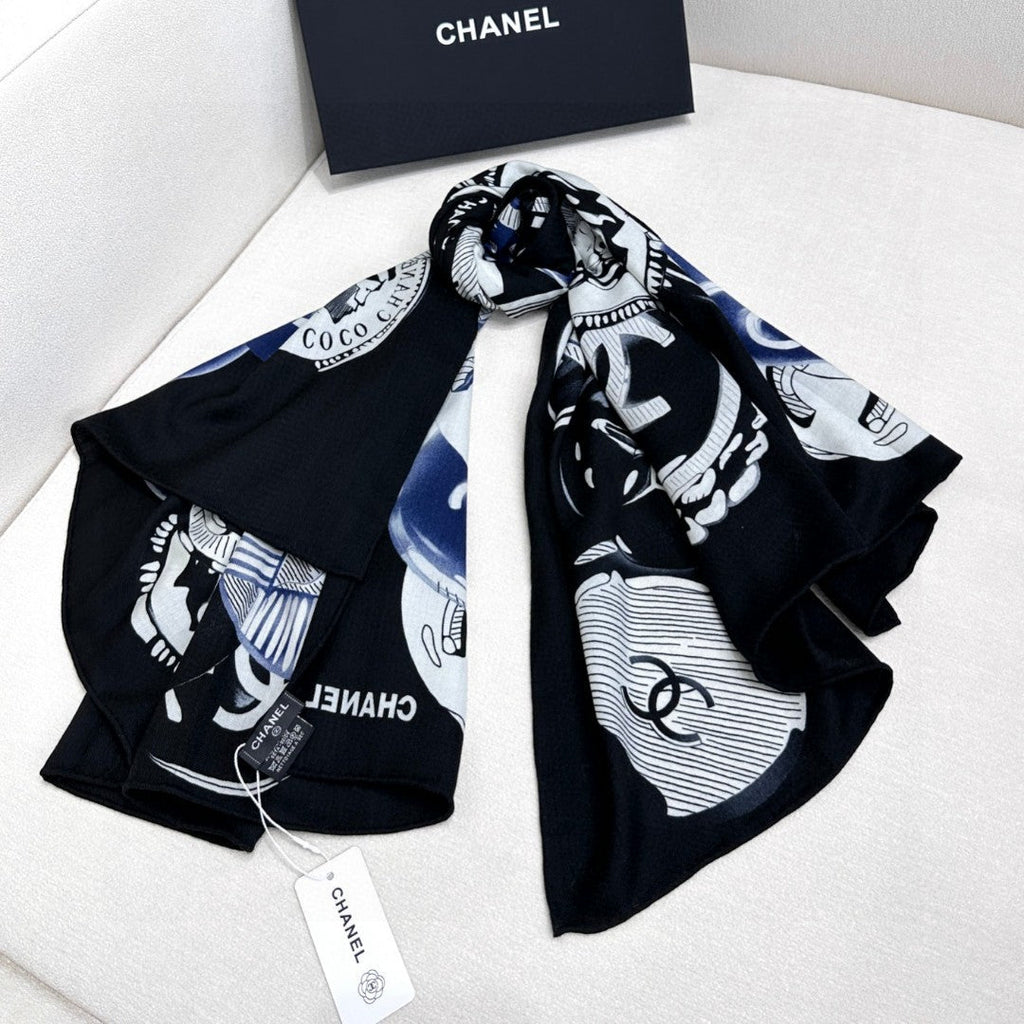 CHANEL 25S SCARF 140 IN CASHMERE SILK 642079