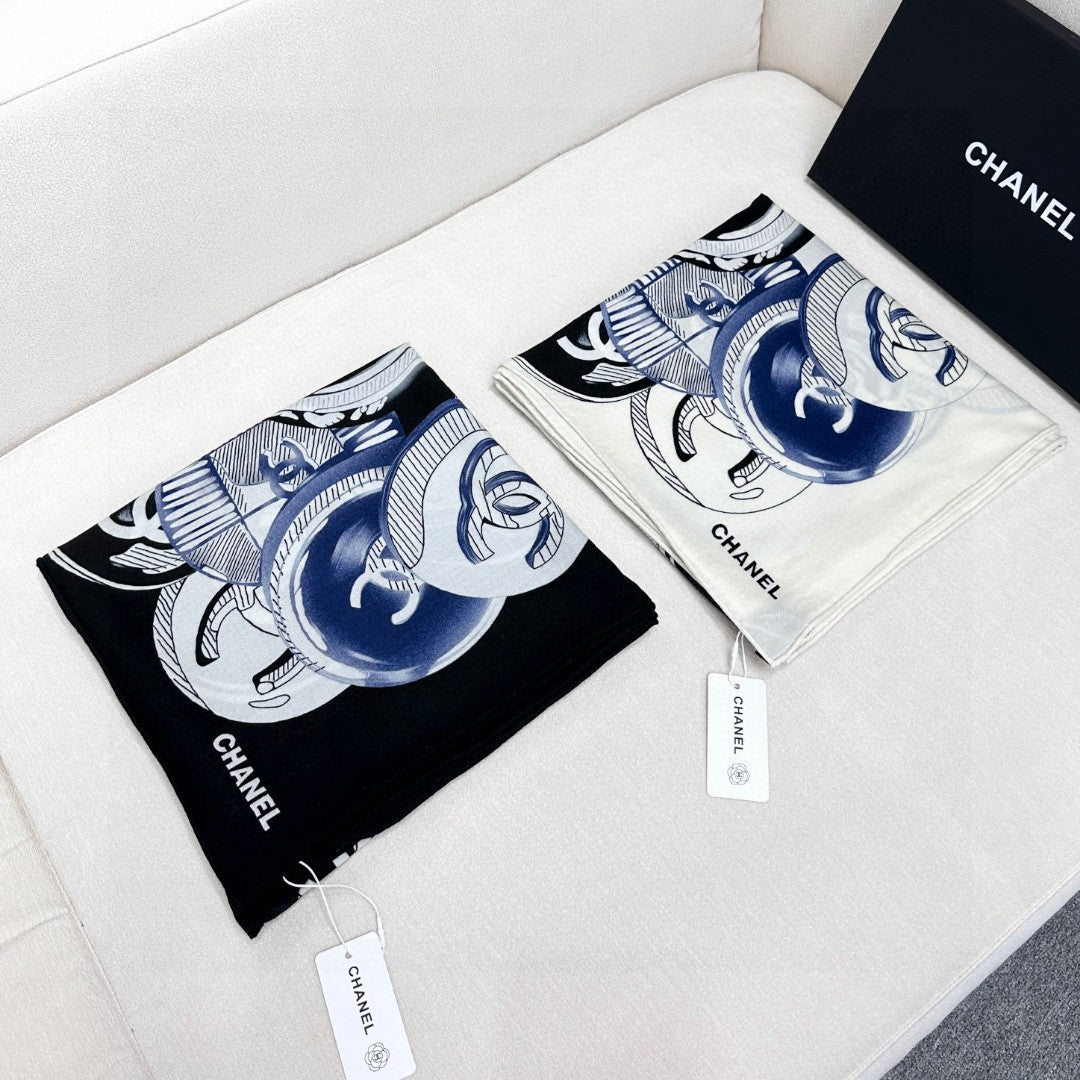 CHANEL 25S SCARF 140 IN CASHMERE SILK 642080