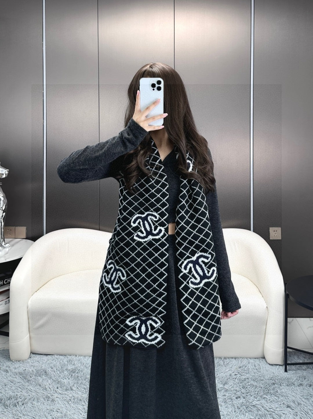 CHANEL 25S SCARF 185 IN CASHMERE 721526