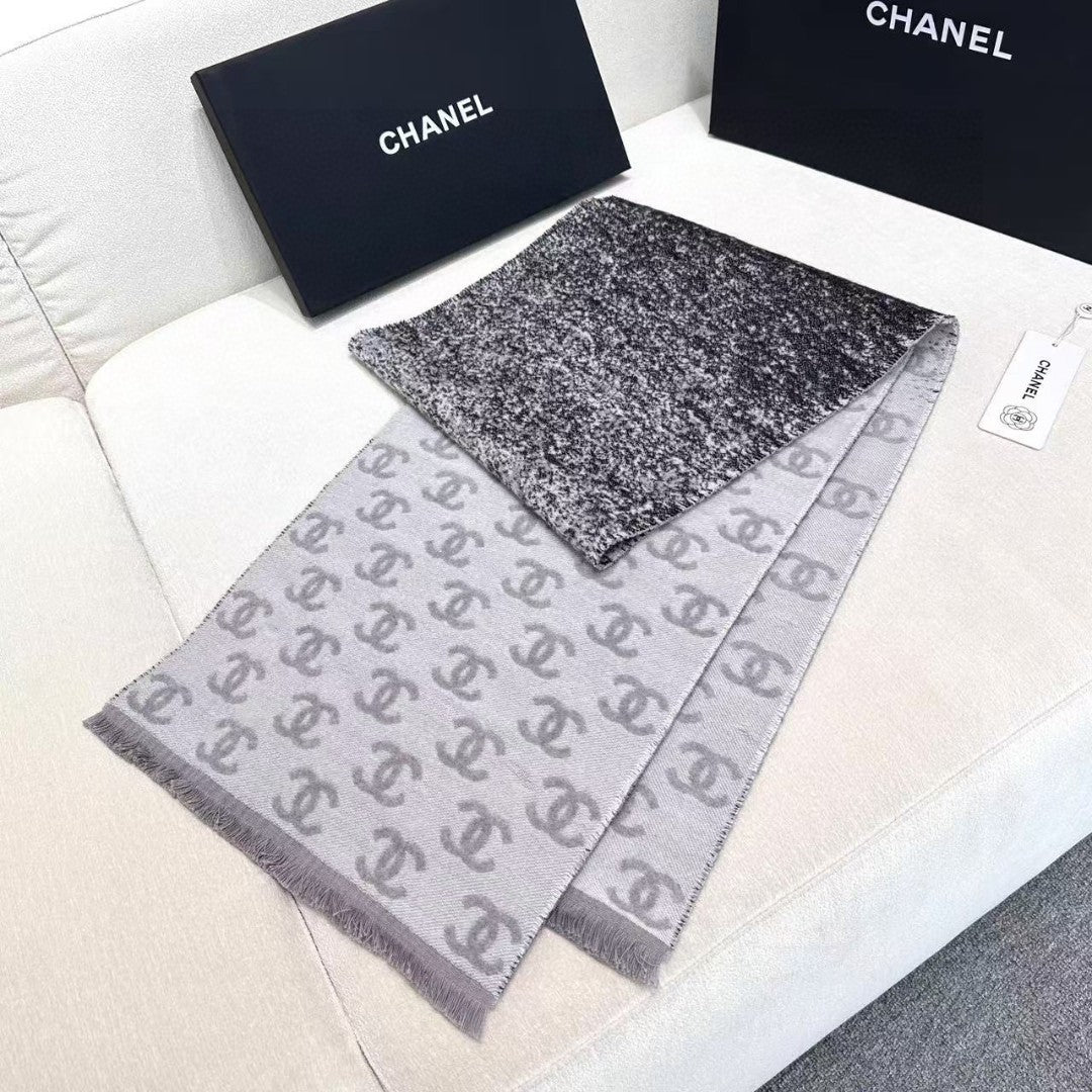 CHANEL 25S SCARF 185 IN CASHMERE WOOL 733953