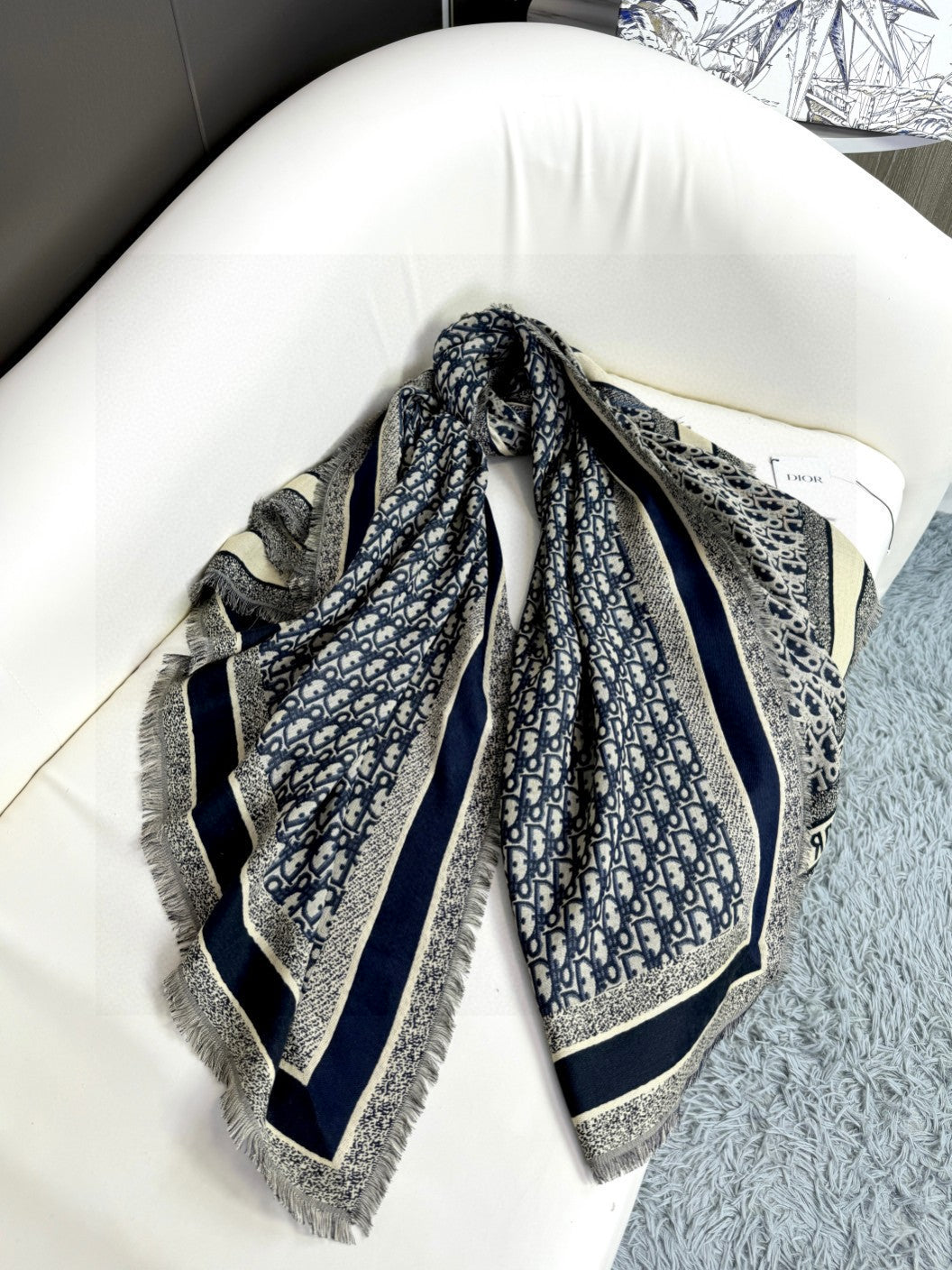 DIOR SCARF 140 CM IN SILK-WOOL BLEND 702040