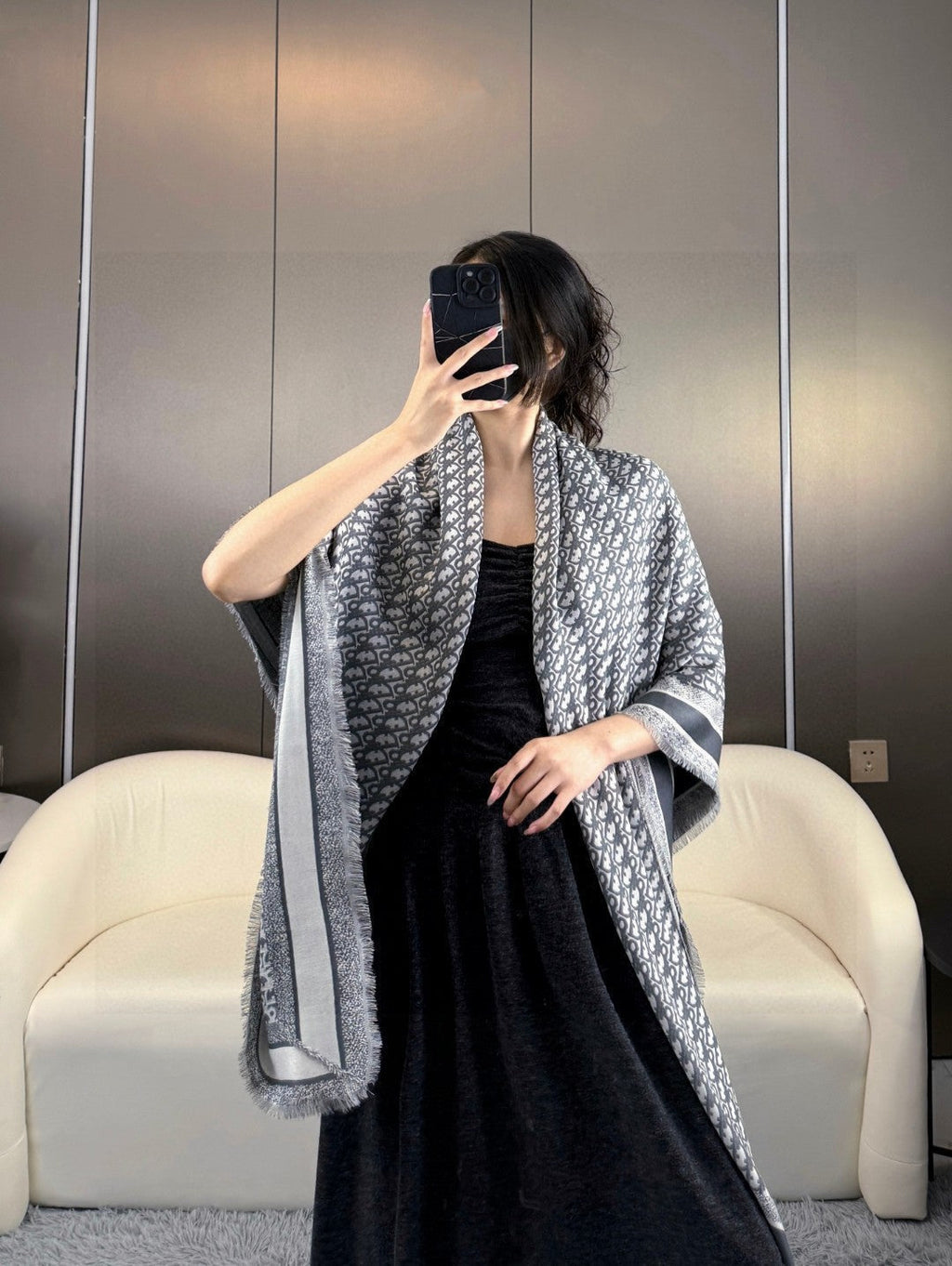 DIOR SCARF 140 CM IN SILK-WOOL BLEND 702041
