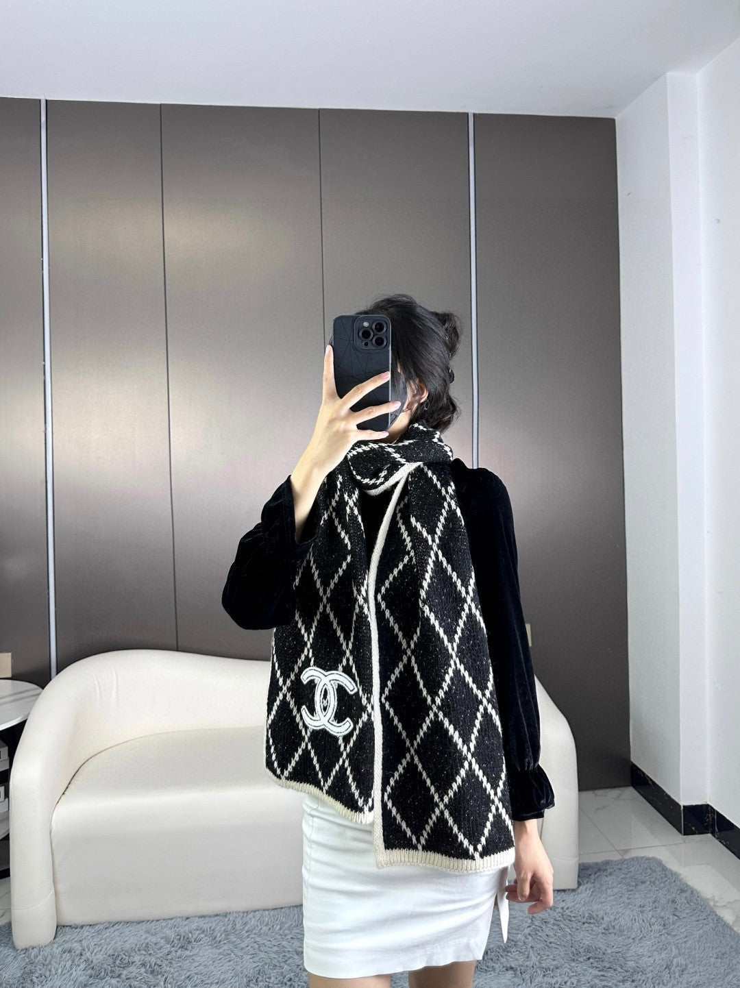 CHANEL 25S SCARF 180 IN WOOL 989768